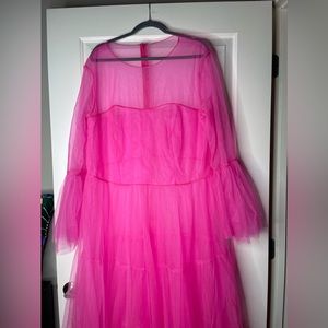 Oyemwen Pink Custom Tulle Dress - Long sleeve